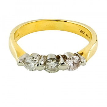 18ct Gold Diamond 45pt 3 Stone Ring Size J